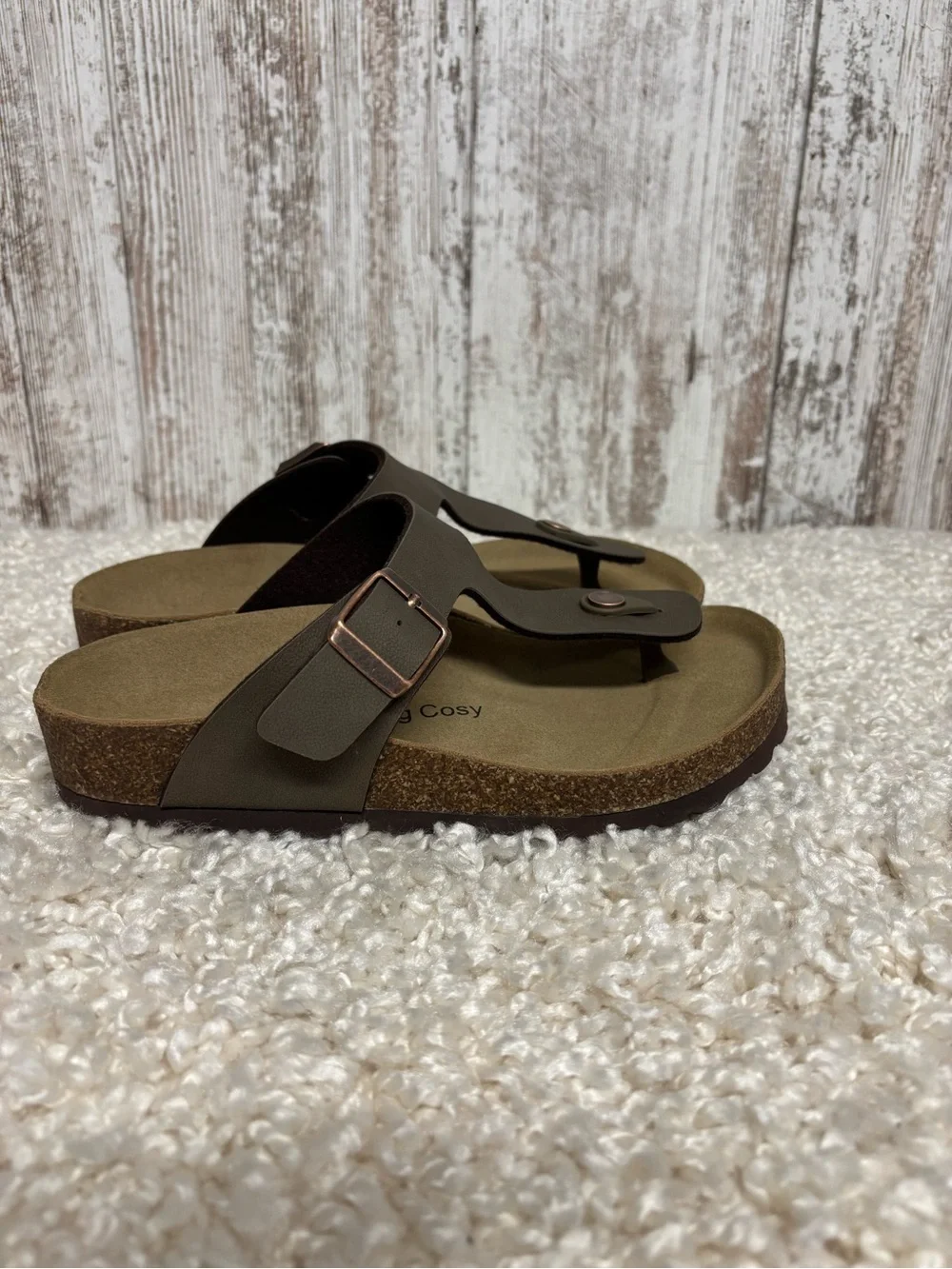 Women's Brown Comfort Toe-Post Sandals